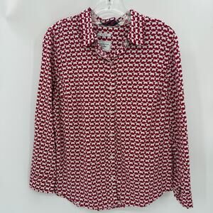 CHARTER CLUB Scottie Dog Button Up Shirt Size 10P Brushed Cotton Long Sleeve